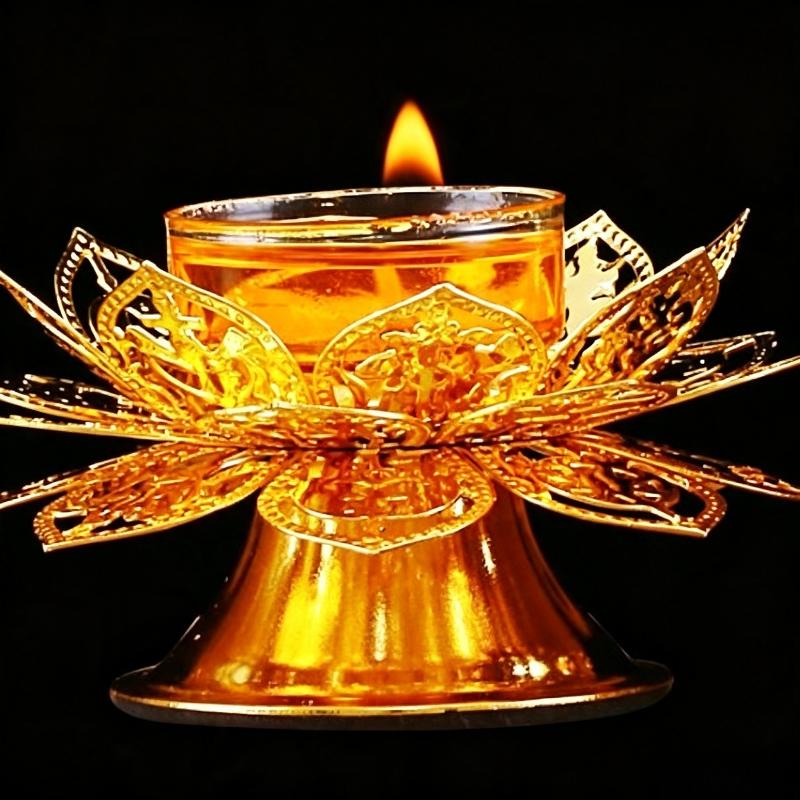 Incense Holder - เชิงเทียนทองลายดอกบัว ตะเกียงน้ำมัน ตะเกียงธูปวินเทจ สำหรับบูชาพระ บูชากำหนด หรือใช้ในการทำสมาธิ